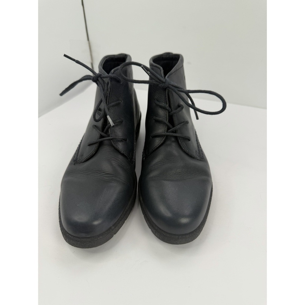 Ecco Leather Ankle Boots Womens Dark Navy Lace Up Uk 38 US 7-7.5